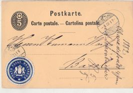 CH Ganzsache - o Chauxdefonds 1882 - Vignette Bazar Montreux