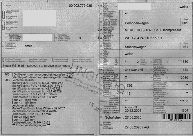 MercedesBenz C180 Kompressor (TModell) Typenschein X (Gebraucht) in