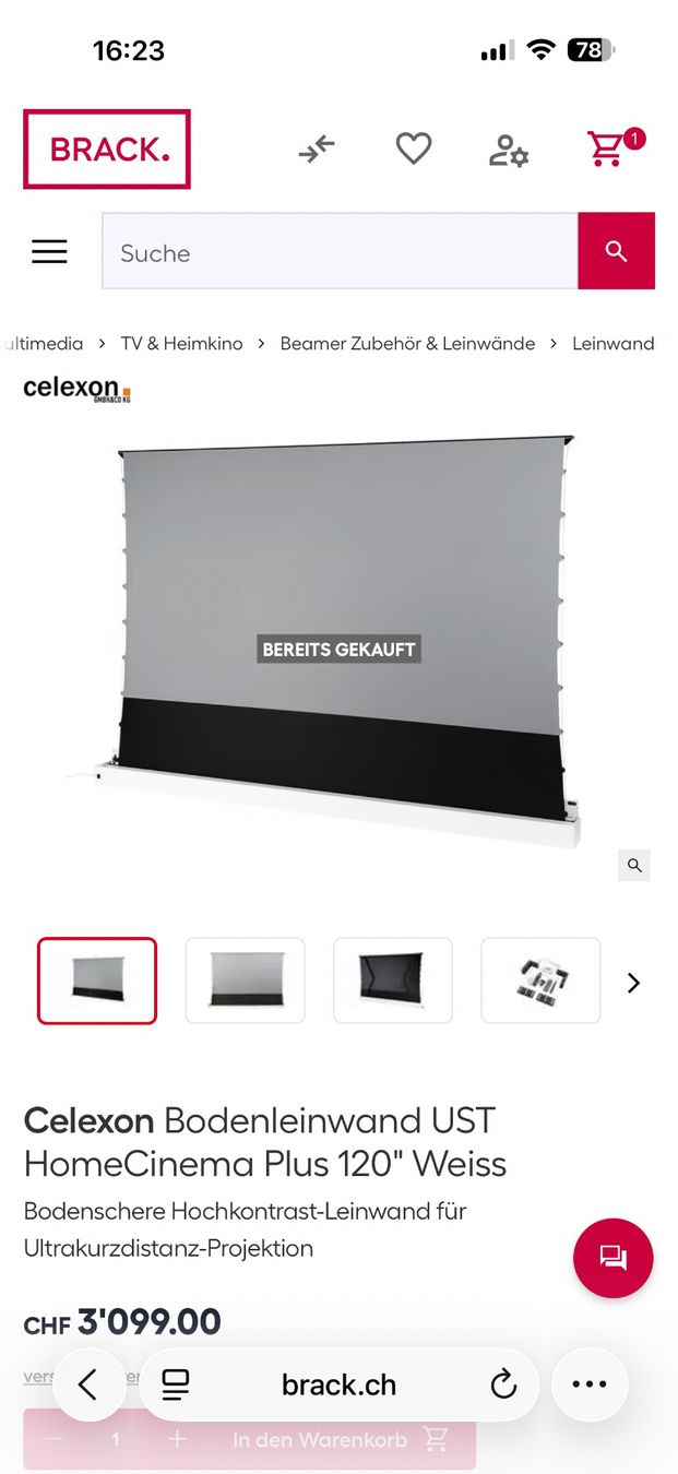 Hisense Home Cinema: Leinwand Celexon ust 120 – Nuovo (secondo la descrizione) da Worb venduto da Scatwomen 2