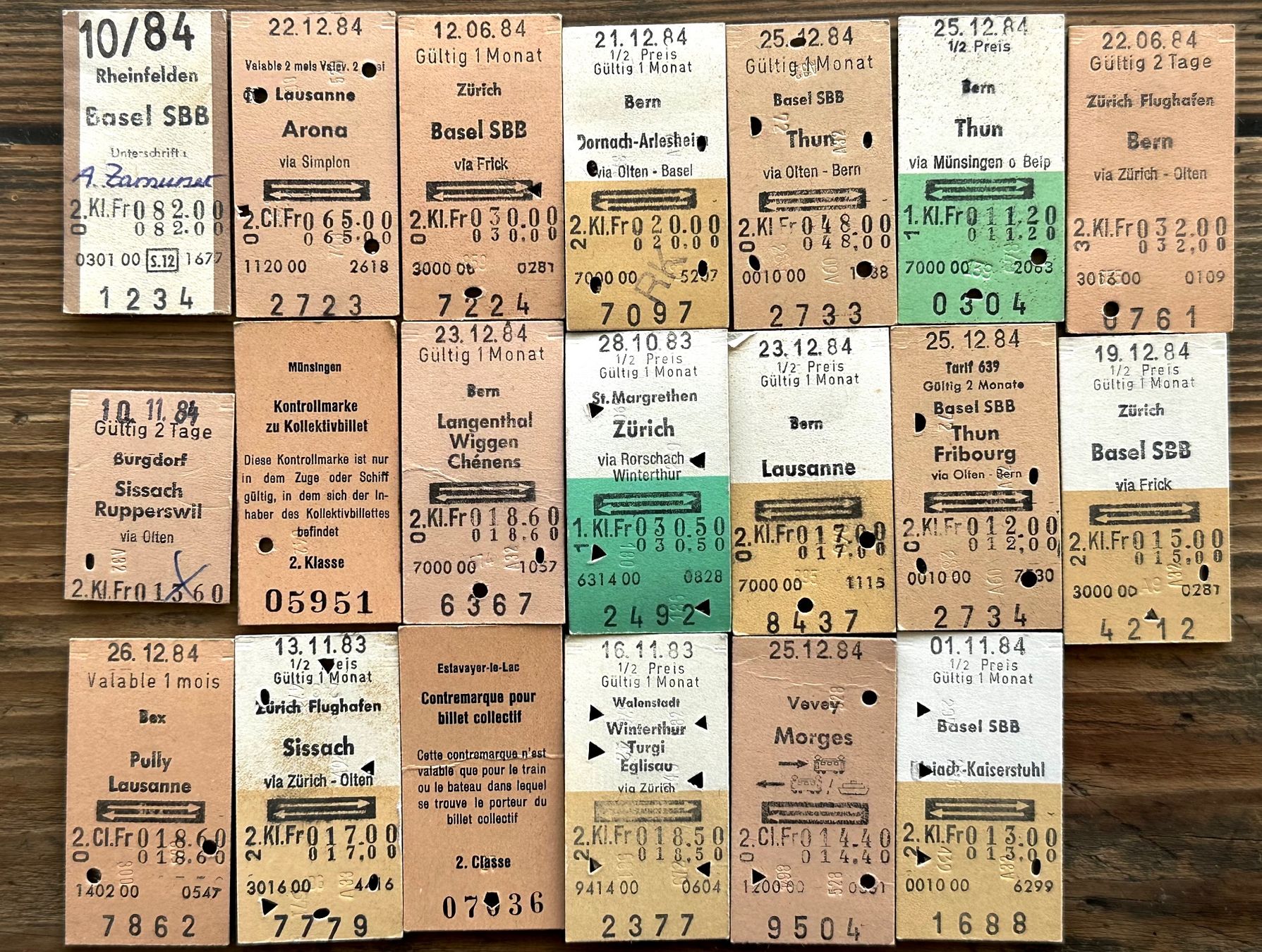Billets: 20 Top Billette, SBB, Tickets Edmondsche Kartonbillette – D'occasion à Seltisberg par quadartswiss