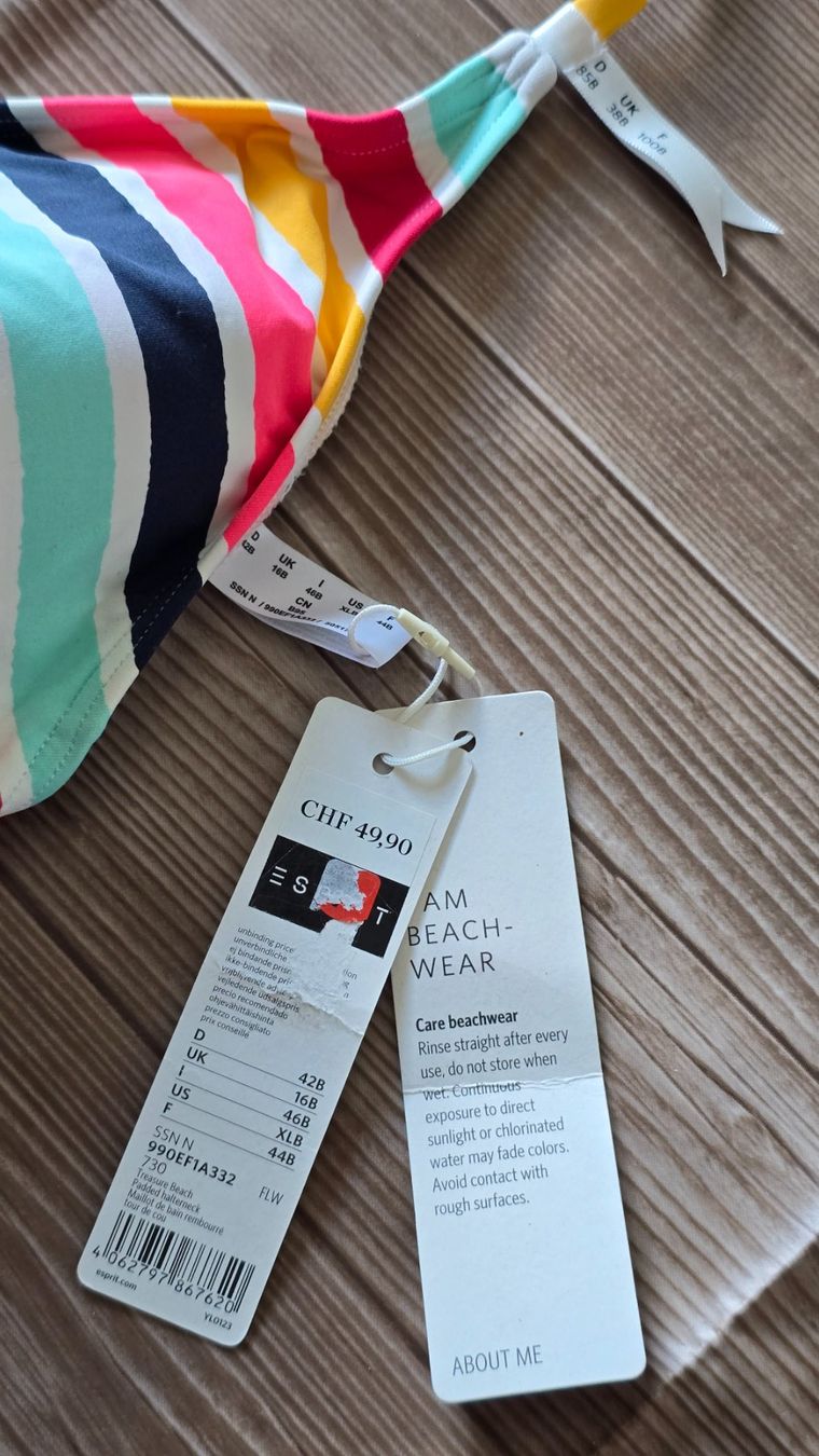 Esprit Costumi da bagno & Bikini: Esprit Bikini-Oberteil - 42 B - Bunt gestreift – Nuovo (secondo la descrizione) da Thalwil venduto da VitaMini 2