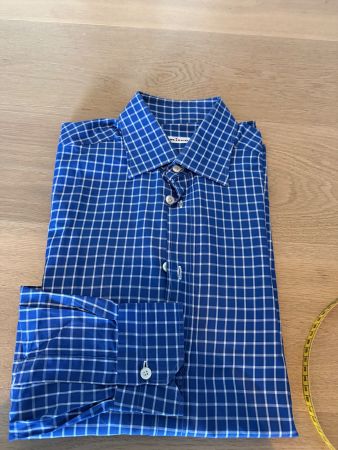 Kiton Herren Hemd kariert Blau Grösse 40