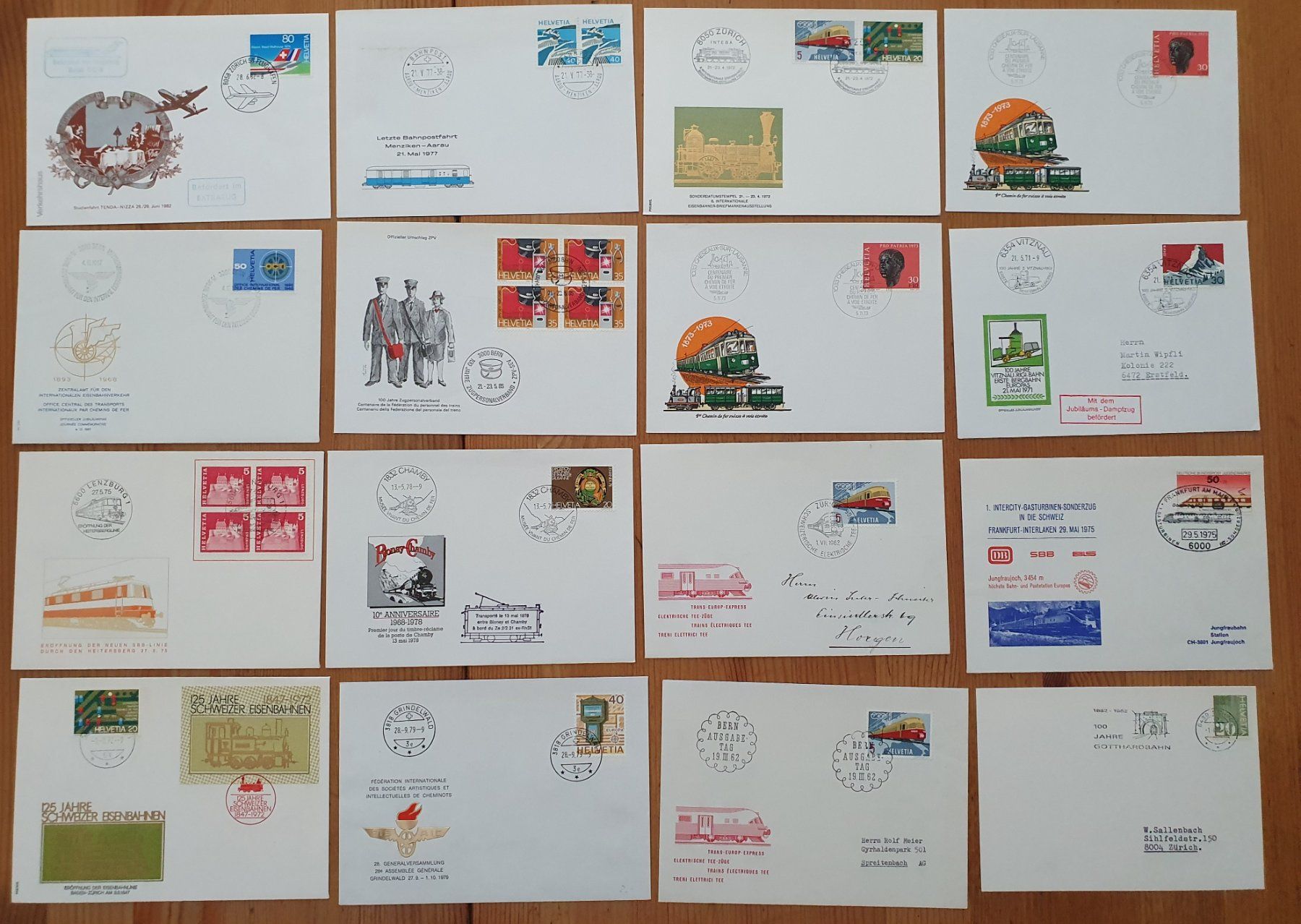 Alle Briefmarken: Schweiz: 150 Briefe mit Bahn Stempel oder Couvert Bahn – Gebraucht aus Dällikon von Minita 8