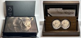 SÜDAFRIKA 2 x 5 Rand 2020 BIG 5 (III) FINE SILVER DOUBLE SET