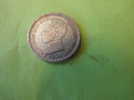 Spanien 1904, 50 Centimos - Silber