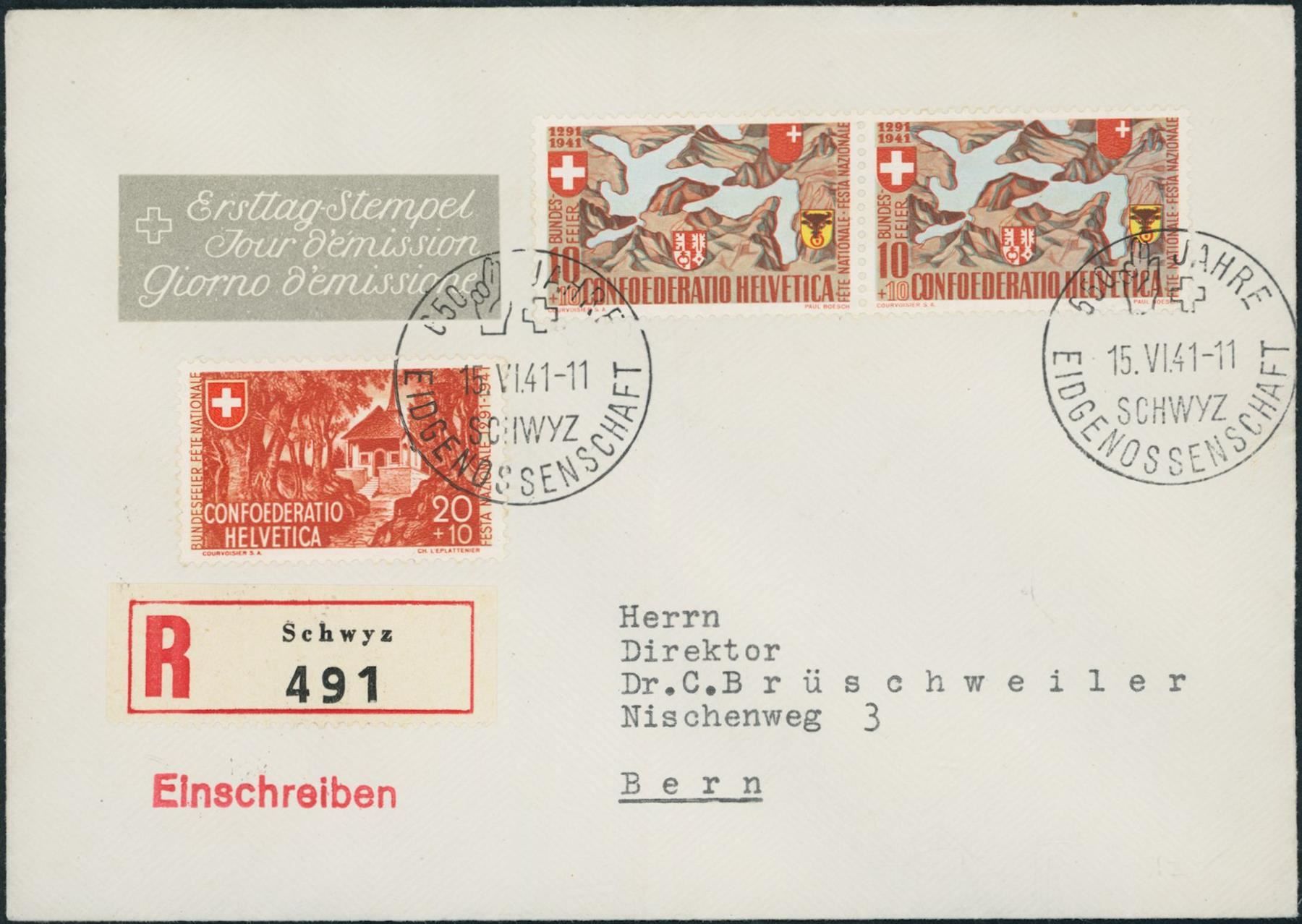 Tutti i francobolli: 1941 - Pro Patria - FDC ET - Gaudard – Usato da Schindellegi venduto da leecollect