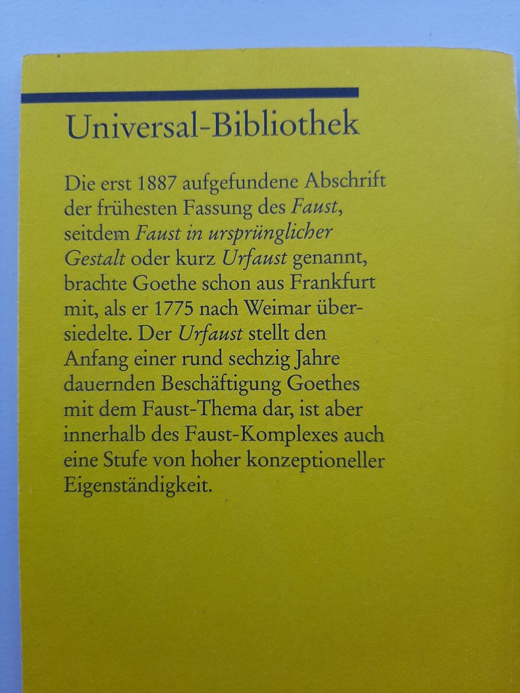 Libri: Goethe - Urfaust (Reclam) – Usato da Wünnewil venduto da Bear78 1