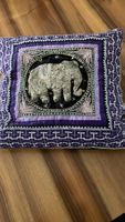 Neu Zierkissen, lila, m. Elefant bestickt,.  Thailand (Nord)