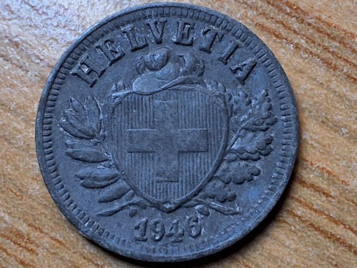 Tutti le monete: 2 Rappen 1946 - Zink - Selten! – Usato da Münchenstein venduto da purbach1 2