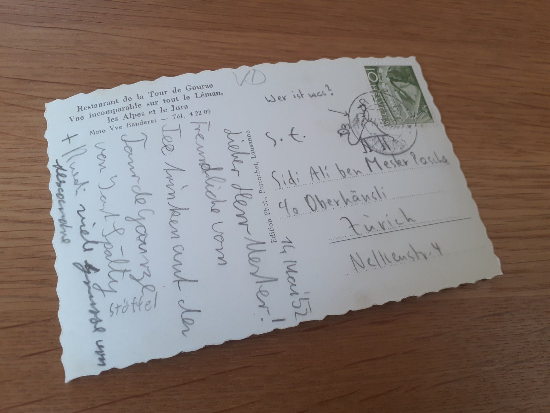 Cartoline postali: TOUR de GOURZE - RESTAURANT - 1952 – Usato da Winterthur venduto da Ornyx7 1