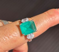 Silber Ring 925 mit Smaragd grünen Stein
