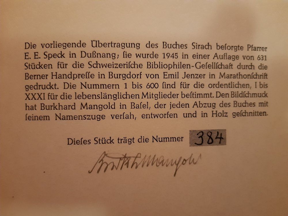 Das Buch Jesus Sirach mit Pfr E. E. Speck &amp; Burkhard Mangold | Kaufen ...