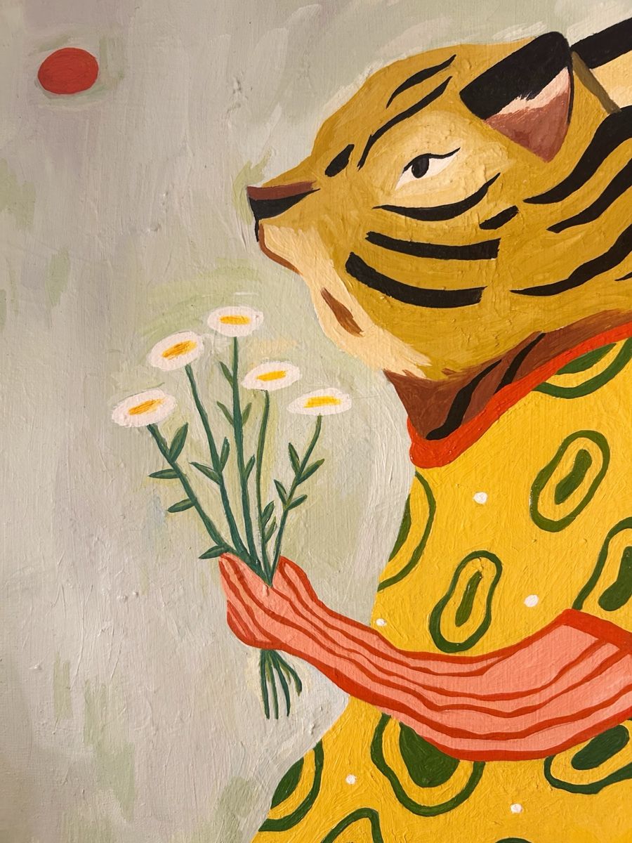 Dipinti: Ölgemälde "Tiger mit Gänseblümchen", Original Kunstwerk – Usato da Rapperswil SG venduto da so__lga 3