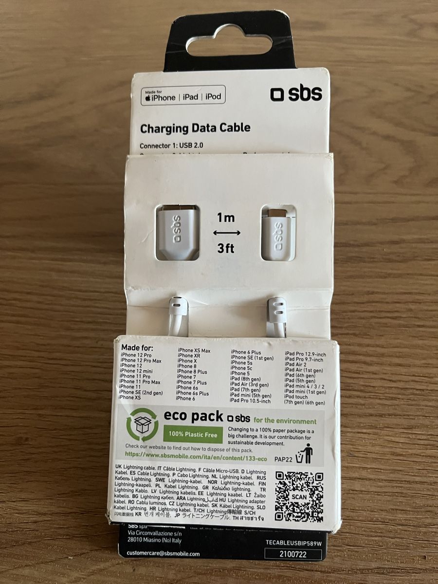Cavi: Neues original SBS Ladekabel USB auf Lightning, 1m – Nuovo e nell'imballaggio originale da Seon venduto da Sonnenblume95 1