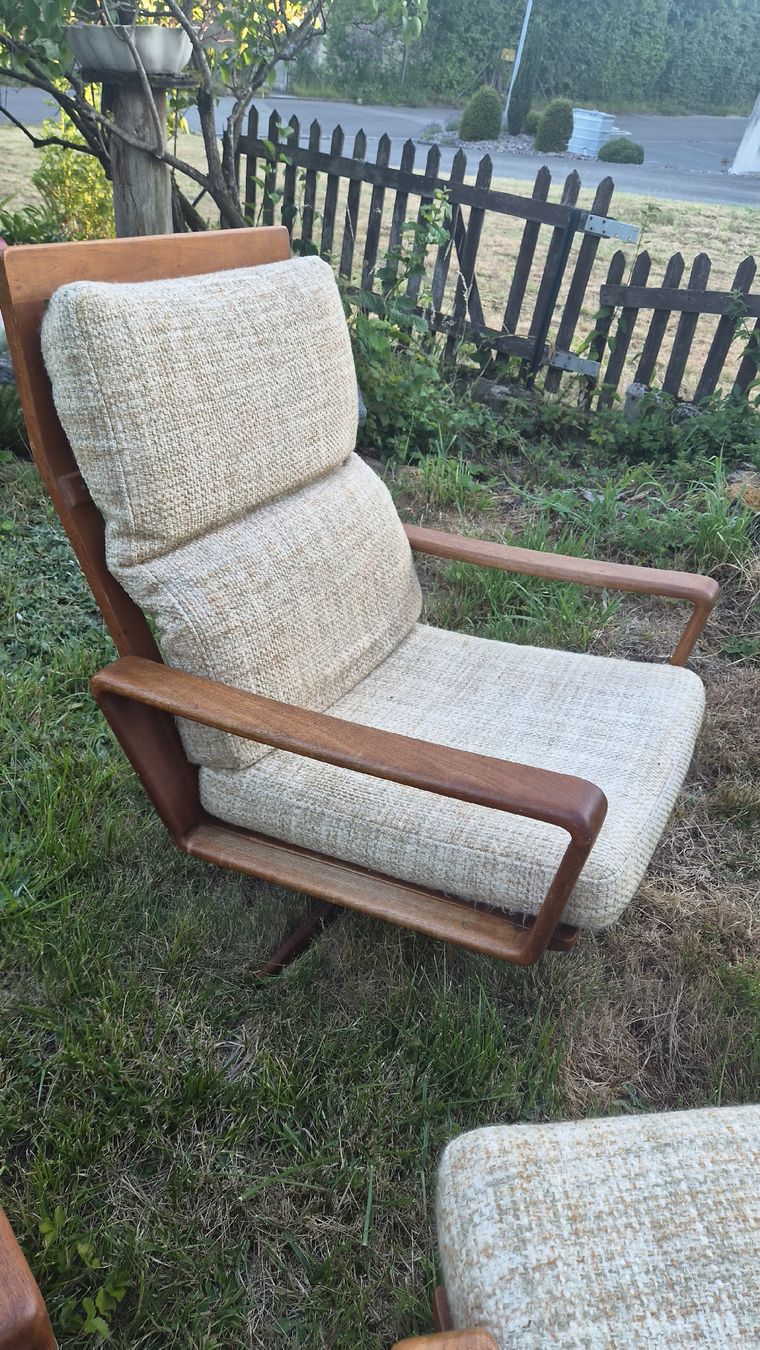 Fauteuils: Teak  Drehsessel Stuhl BeinAblage – D'occasion à Kölliken par Upcycling-by-Mc-TAM 4