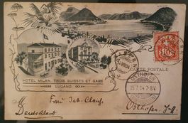 Lugano 1904 - Hotel Karte Milan