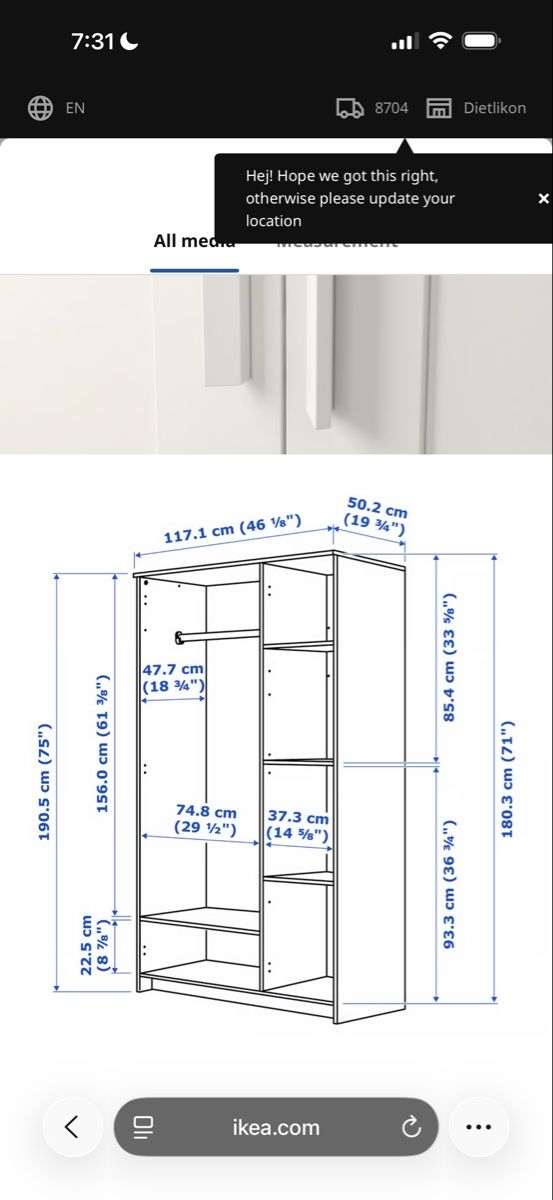Ikea Armadi: Brimnes ikea wardrobe  – Usato da Herrliberg venduto da mel_7gs8 1