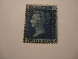 Grossbritannien uralte Marke 2 Pence blau, gezähnt