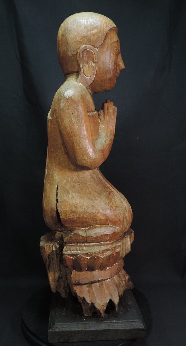 Sculture & Statue: grosse, alte Burma Mönchs Figur aus Teakholz – Usato da Duggingen venduto da roterbambus 3