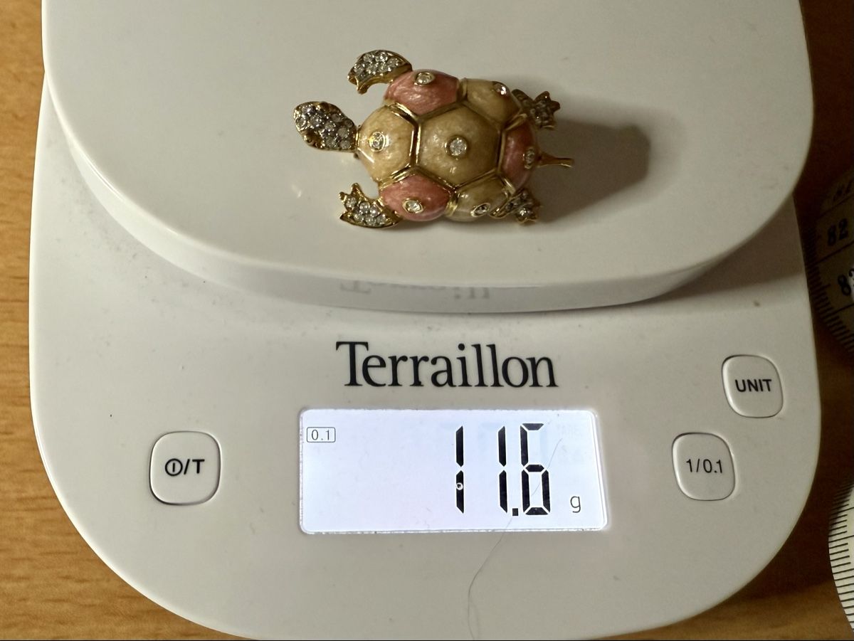 Spille & Fermagli: Vintage Schildkröten-Brosche mit Strasssteinen, Emailliert – Usato da Lamone venduto da LaCantinaMagica 9