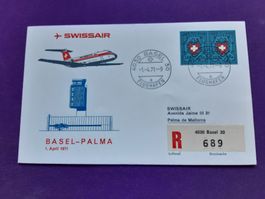 Erstflug Swissair BASEL - PALMA 1.4.1971, eingeschrieben