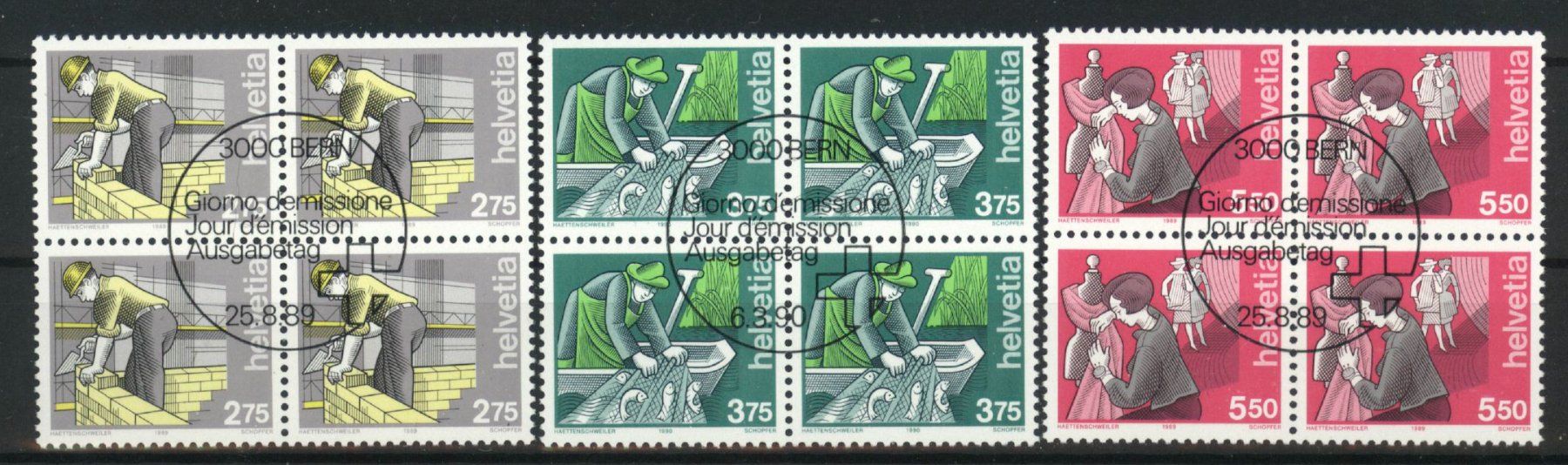Tutti i francobolli: 1989/90, Mensch und Beruf I, ET, SBK 90.– – Usato da Willisau venduto da Vollstempel