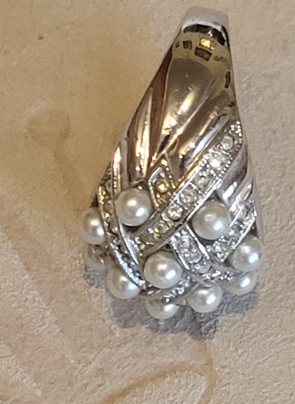 Ringe: Bague élégante argentée avec perles et strass, Taille 54 – Gebraucht aus Romont FR von Glonounou 3