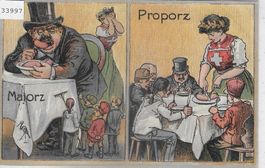 Majorz - Proporz - Wahlkampf 1910 - Litho