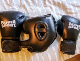 Boxhandschuhe Kopfschutz Paffen Sport 16oz schwarz