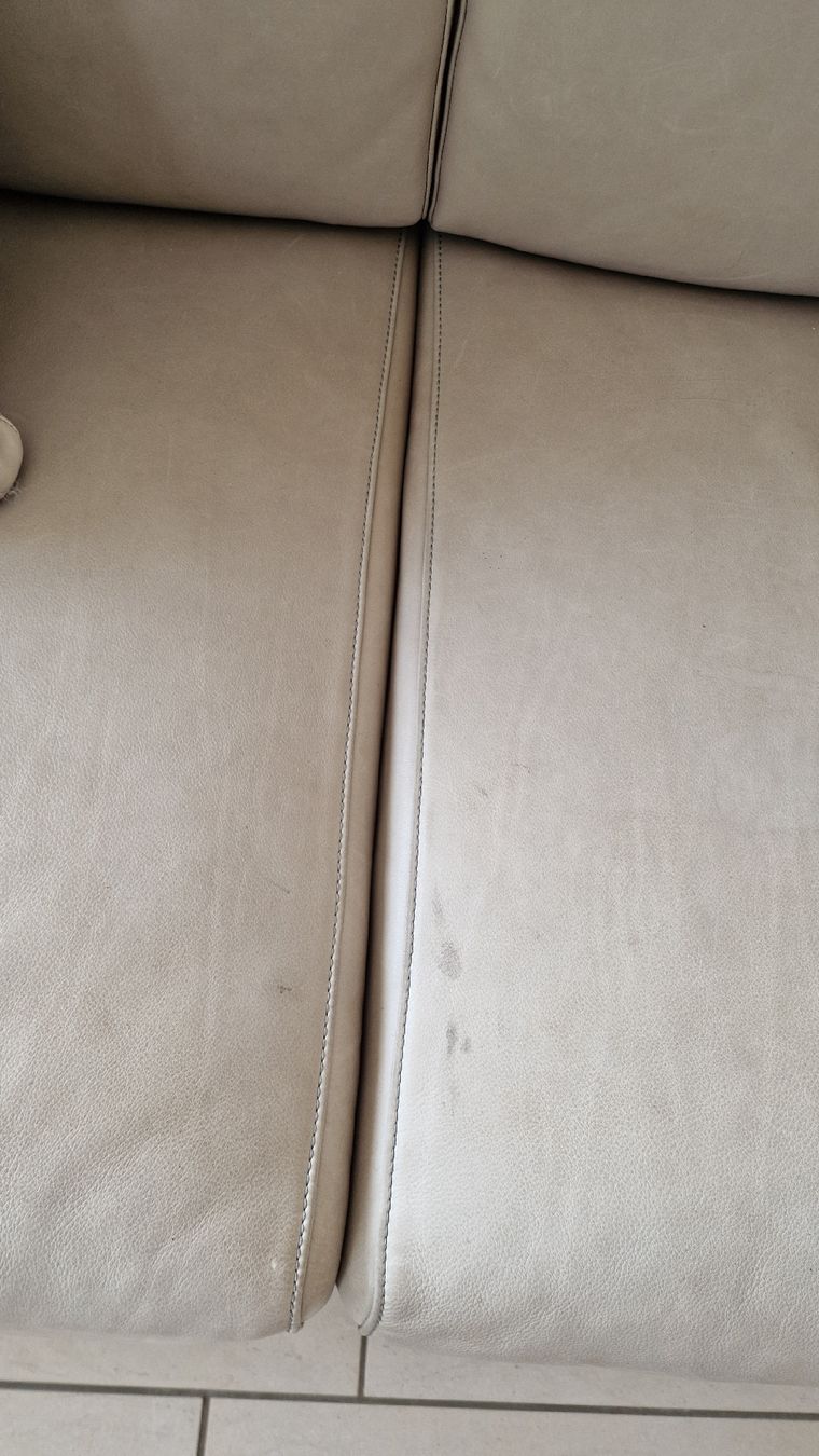 Divani: Echtleder Sofa hellgrau (mit Flecken) – Usato da Weisslingen venduto da fuesel 3