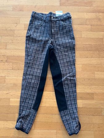 Reithose kariert mit Kniebesatz Grösse 158