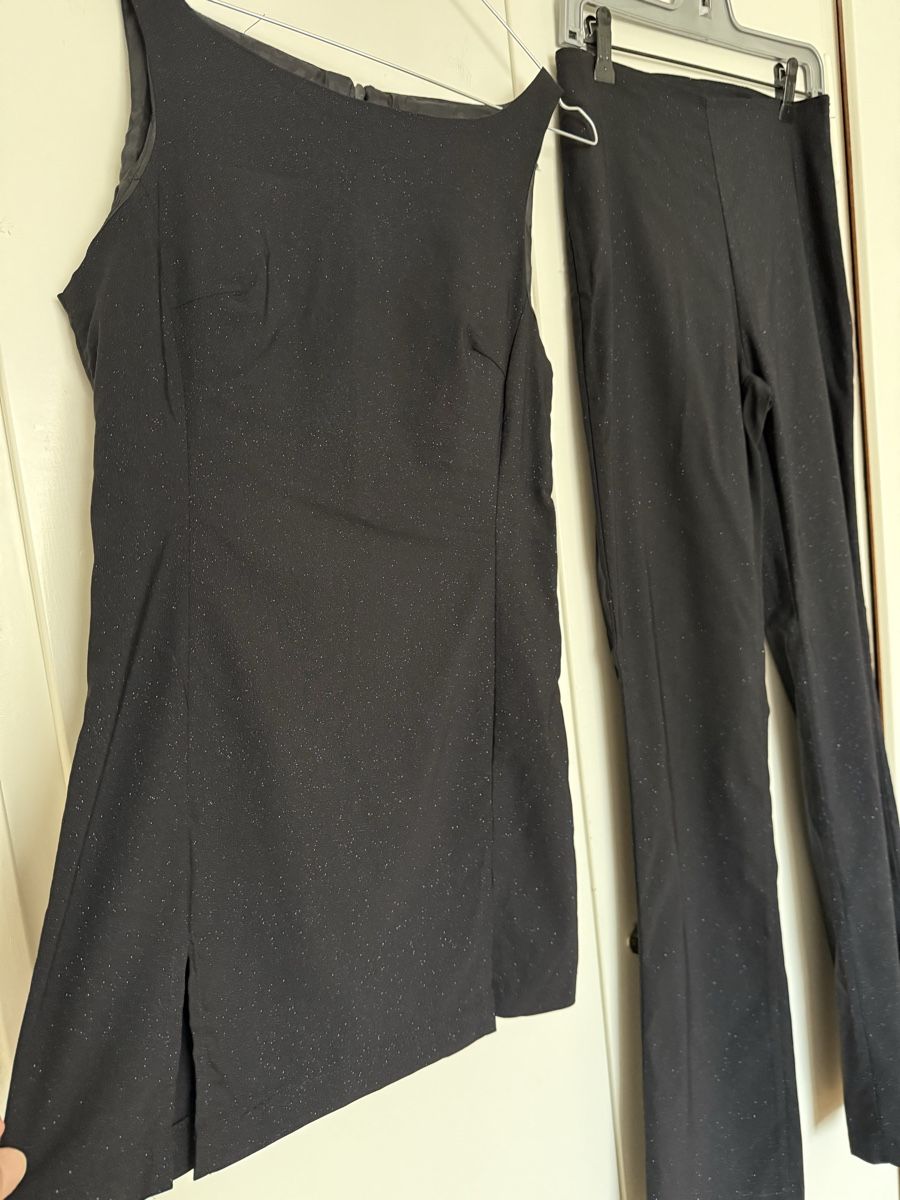 Completi & Tailleur: Schwarzer Festanzug Gr. M Top & Hose Zebra Glitzer – Nuovo (secondo la descrizione) da Zürich venduto da Herbion1 2