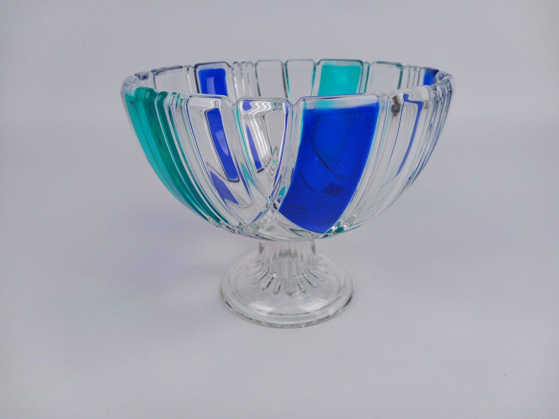 Schalen: Fussschale aus Glas strukturiert – Gebraucht aus Suhr von Restwert_Suhr 3