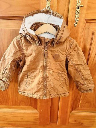  Gefütterte Kinder-Winterjacke braun/beige Gr. 80