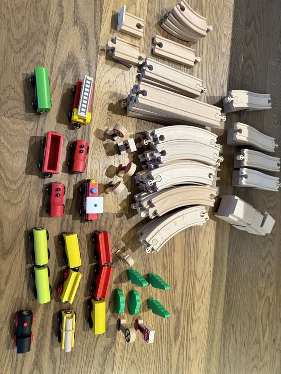 4 Flexschienen Für Brio Eisenbahn - Bunte Holzeisenbahn Erweiterung