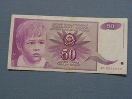 50 Dinara Geldschein Jugoslawien, Jahrgang 1986, Top Zustand