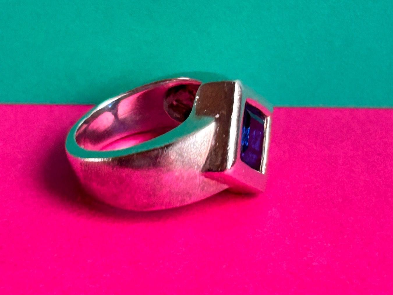 Anelli: Silberring Blau im Quadrat (56) – Usato da Laufen venduto da Bellebellezza 3