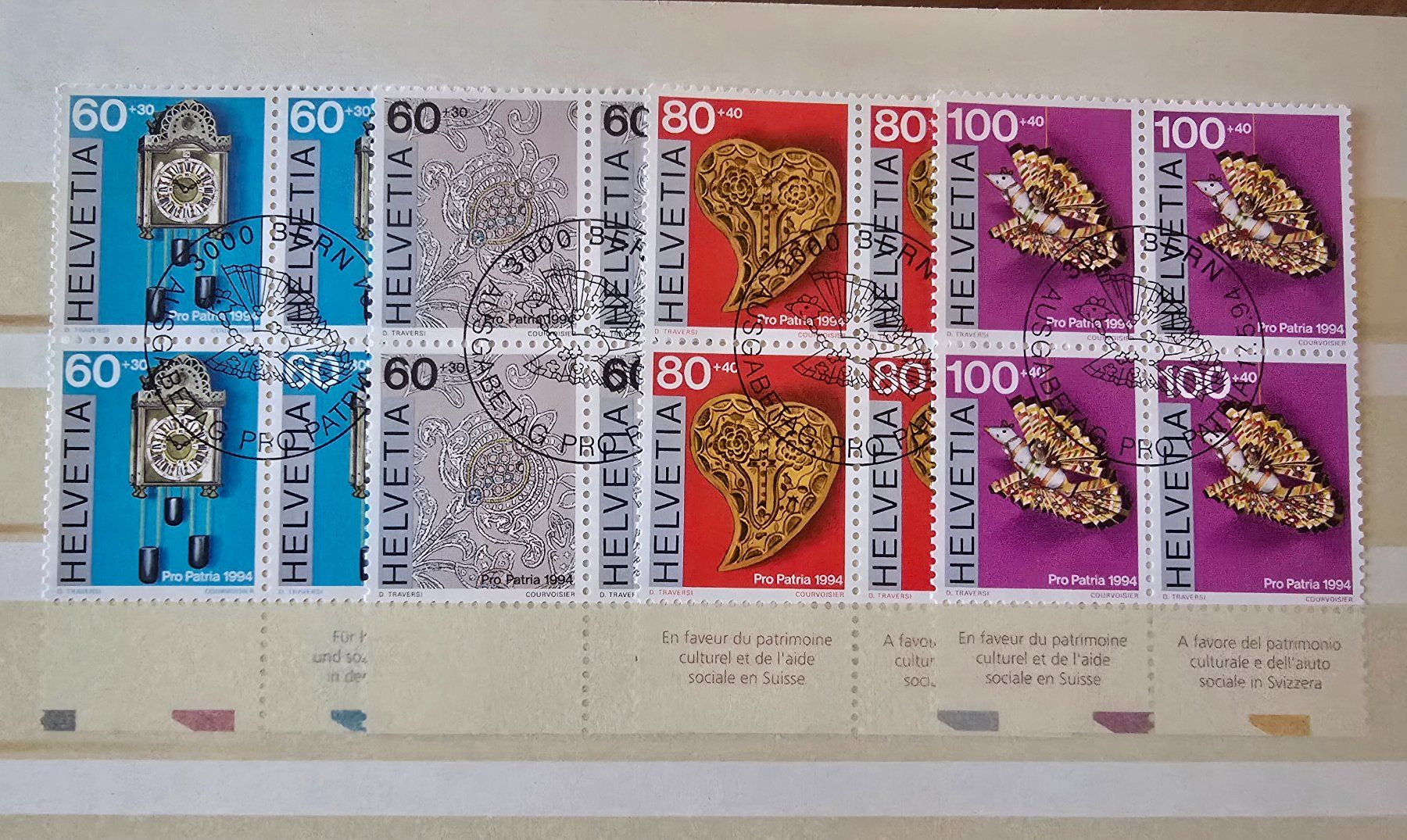 Tutti i francobolli: Pro Patria Viererblocks ET Originalgummi – Usato da Duebendorf venduto da Dguguseli 9