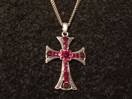 Pendantif pierres rouges rubis+Collier argent 925 UnoAErre
