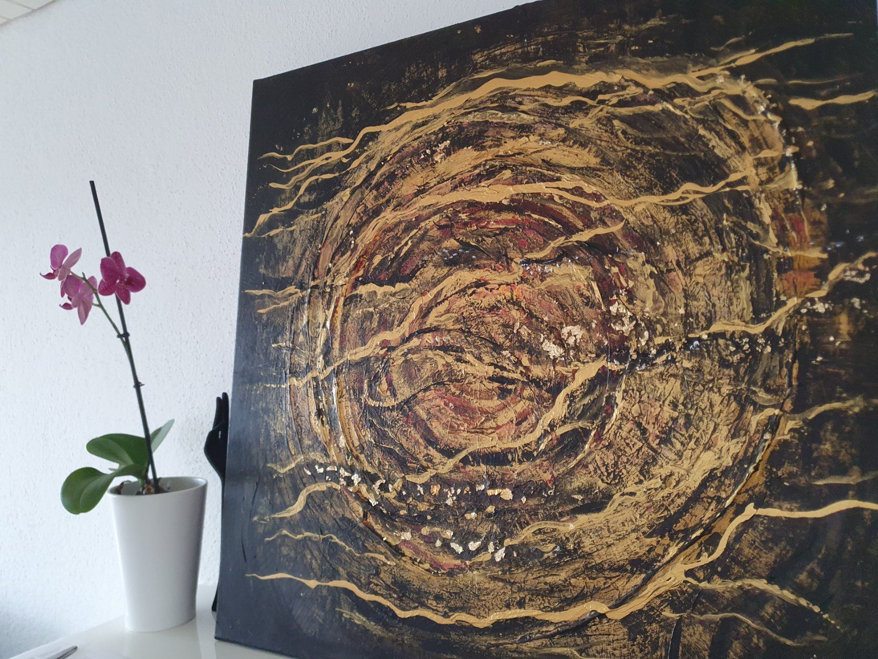 Dipinti: Acrylbild Abstrakt mit Gold, 80x80 cm – Nuovo e nell'imballaggio originale da Beinwil am See venduto da Superchance 9