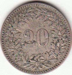 Alle Münzen: 20 Rappen 1858 ss – Gebraucht aus Gossau SG von Gallus00 1