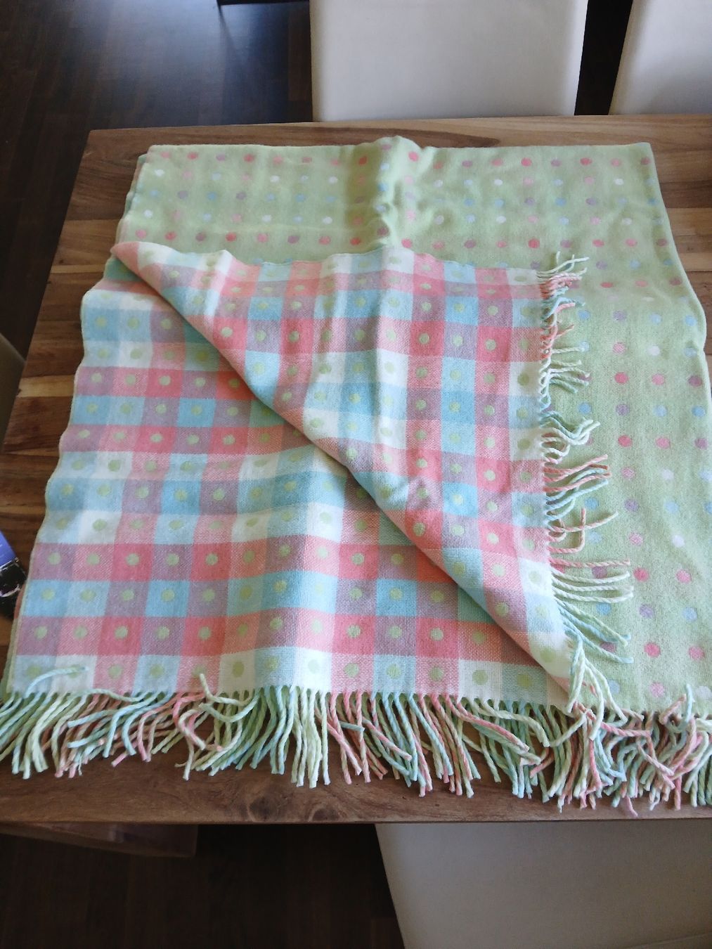 Lana: Foxford Lambswool Blanket Pastel Dots Check Reversible New – Nuovo e nell'imballaggio originale da Dübendorf venduto da LoRi-2026