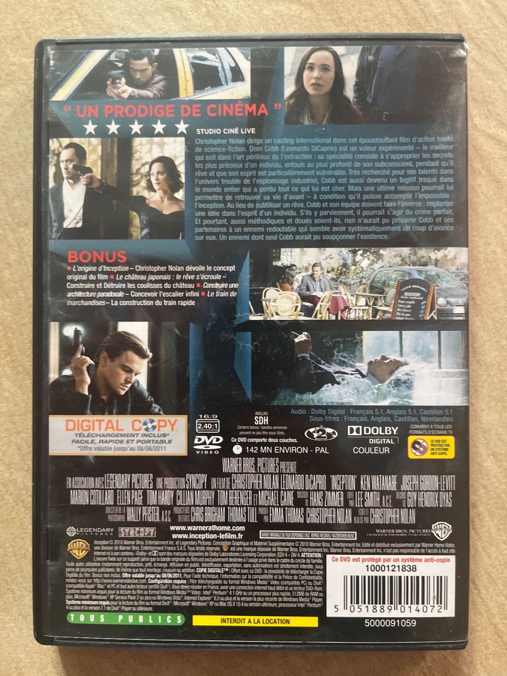 Tutti i DVDs: DVD Inception en français avec Leonardi DiCaprio – Usato da Vernayaz venduto da Darkfrost 1