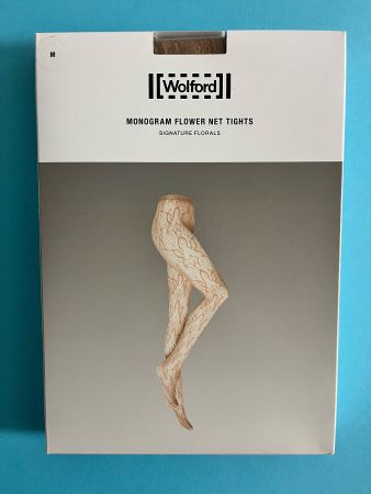 Wolford Strumpfhose Monogram Flower Net Tights, Gr M Beige