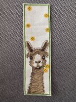 Lesezeichen gestickt, Lama