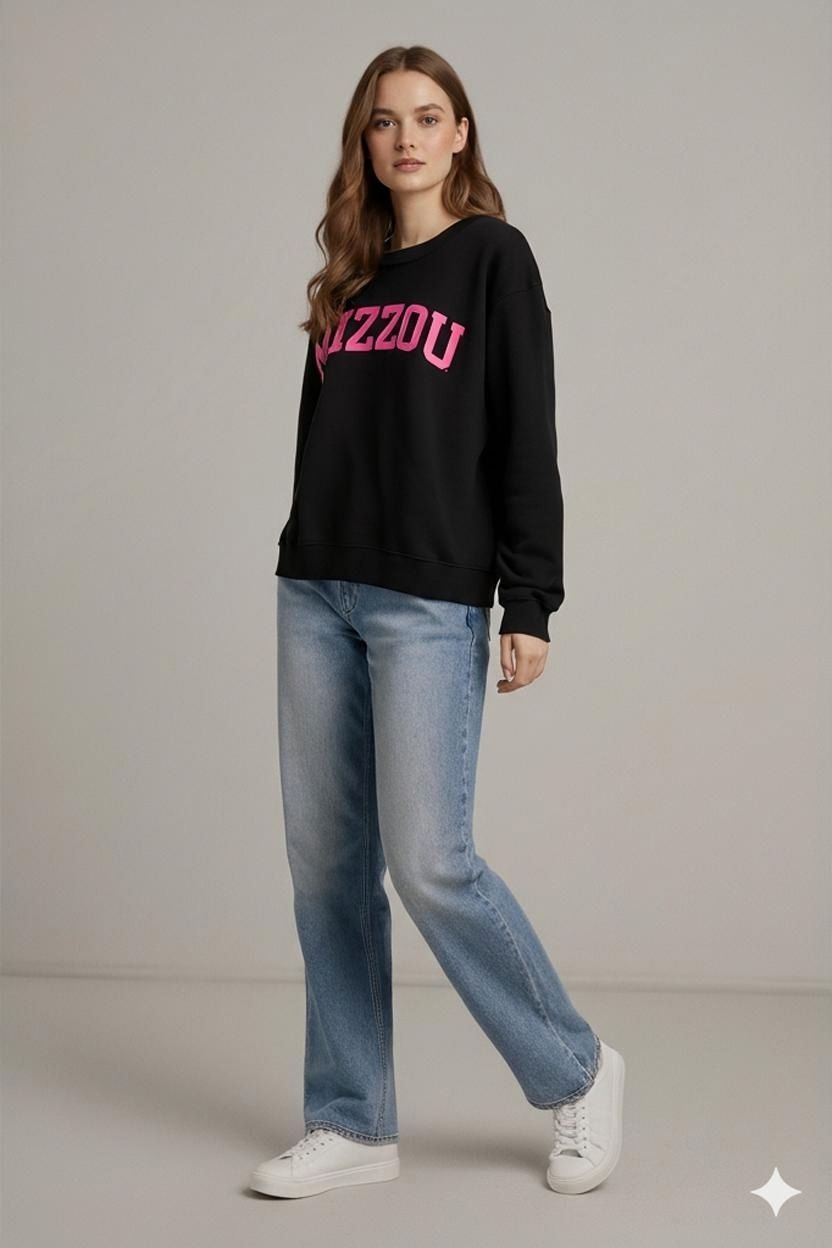 T-shirt: Jerzees Mizzou Schwarzes Sweatshirt mit Pinkem Logo - Größe – Usato da Zug venduto da vinokilo