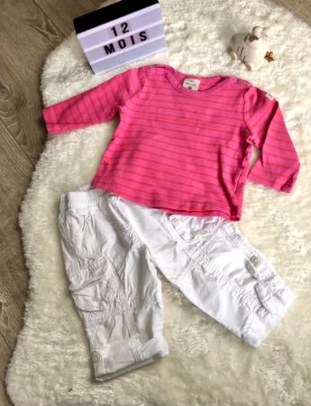 Ensemble bébé fille, 12 mois, pantalon ajustable
