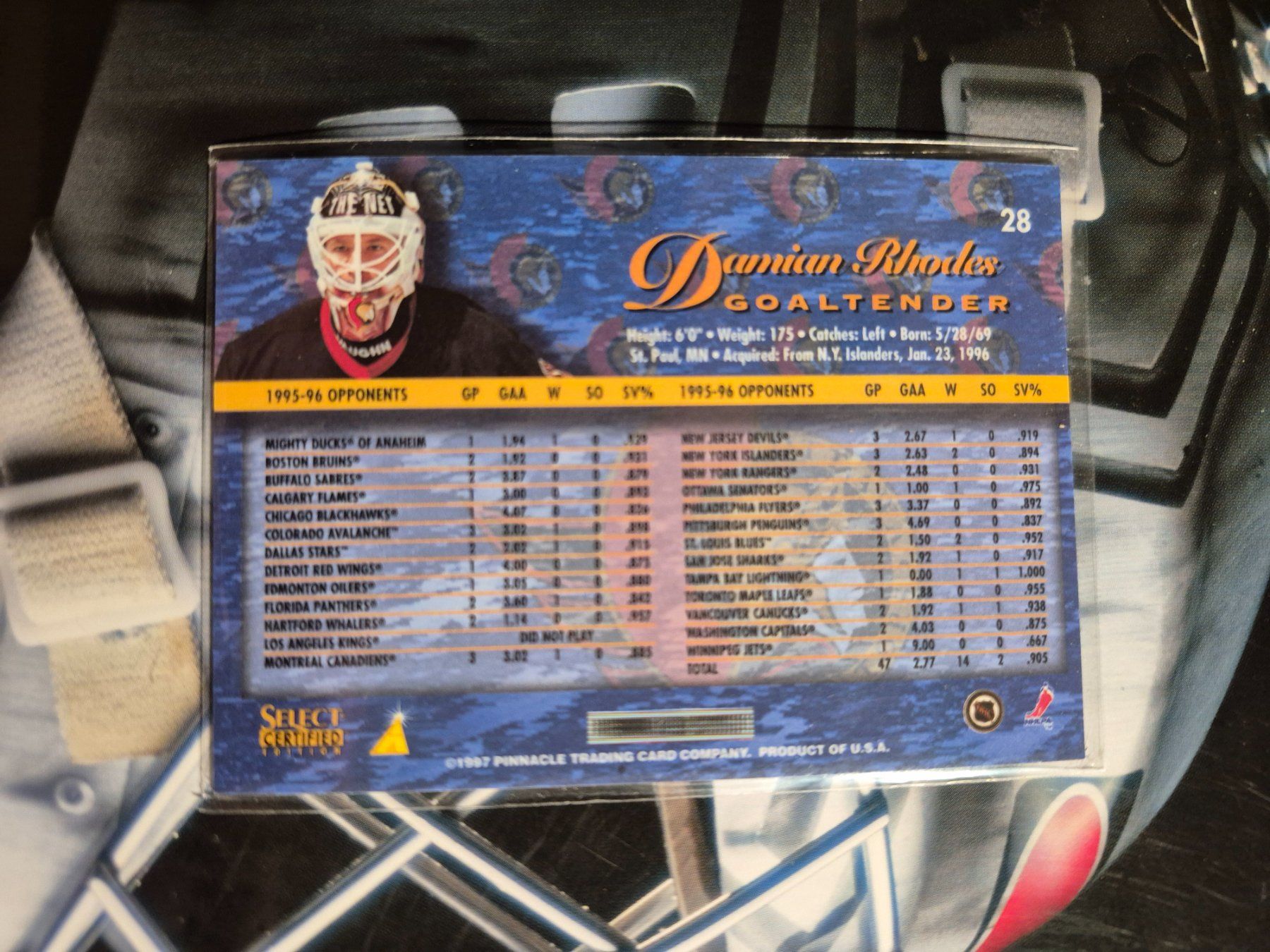 NHL Carte collezionabili: NHL Damian Rhodes Ottawa Senators – Usato da Treiten venduto da Sauber73 1