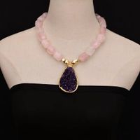 Mina Druzy Amethyst Rosenquarz Kette Echt Collier Améthyste
