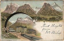Grindelwald  BE  mit Dampf-Eisenbahn    um  1 9 0 0